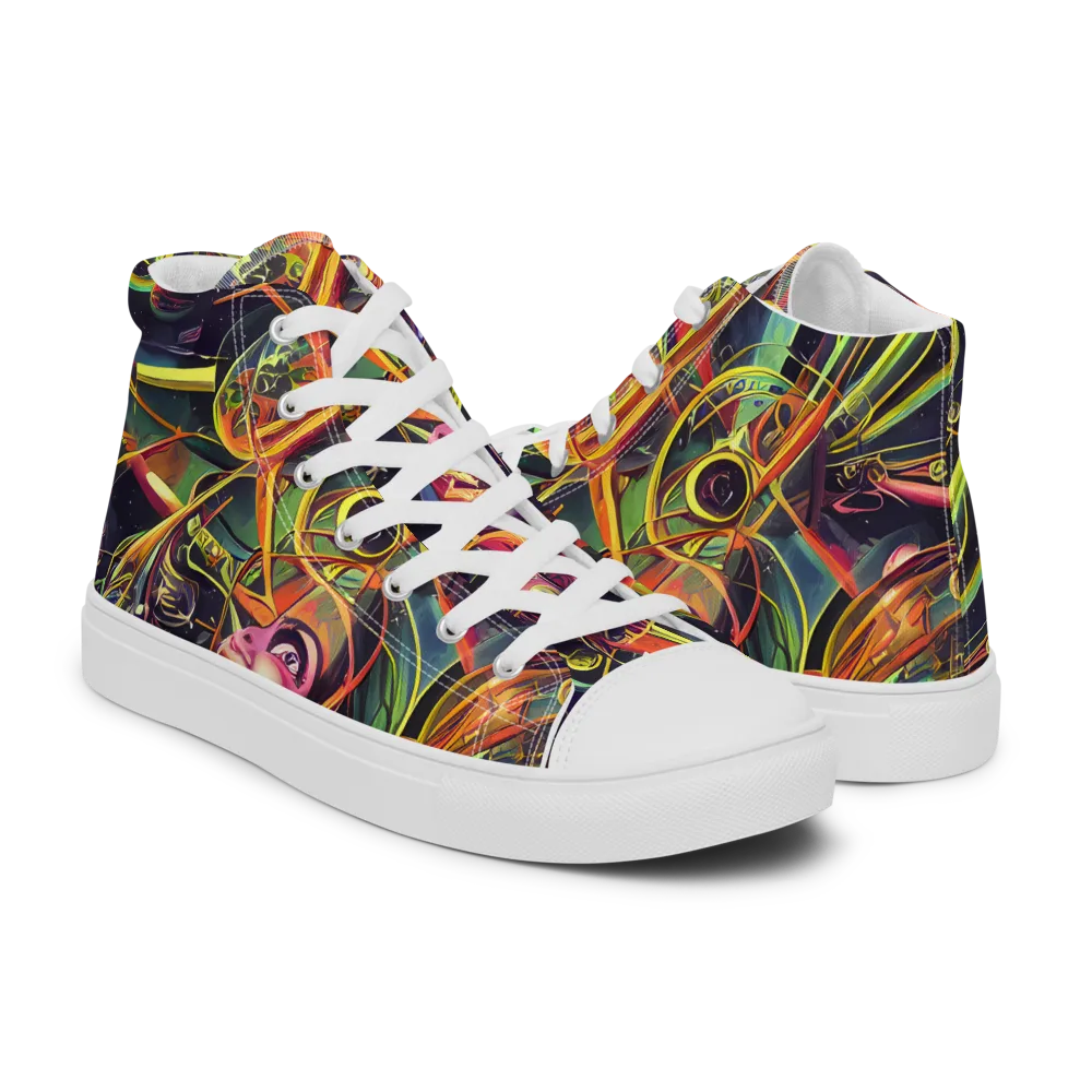Psychedelic Deep Space on Women's High Top Canvas Shoes — Right