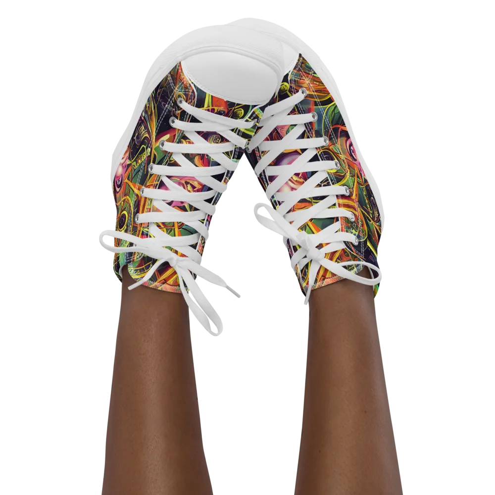 Psychedelic Deep Space on Women's High Top Canvas Shoes — Front