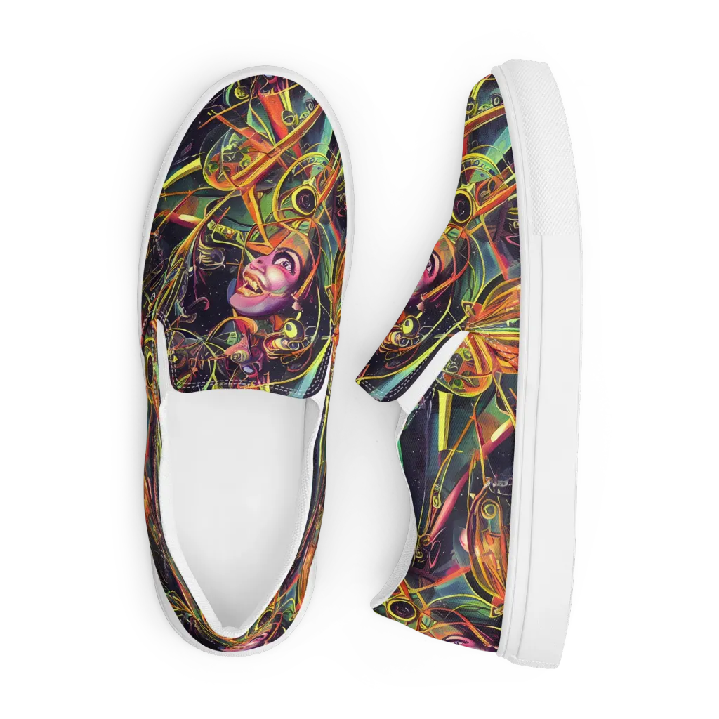 Psychedelic Deep Space on Men's Slip-On Canvas Shoes — Front