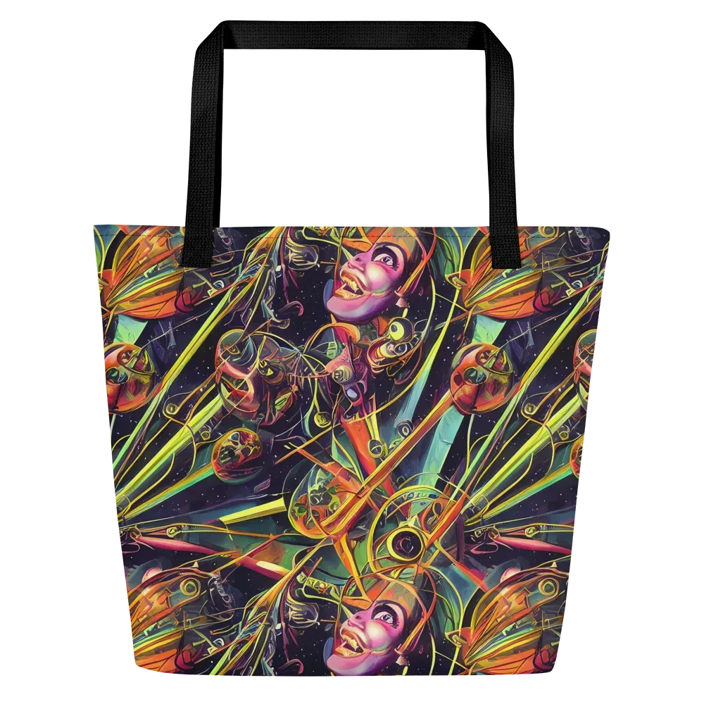 Psychedelic Deep Space on Large Tote Bag W/ Pocket — Front