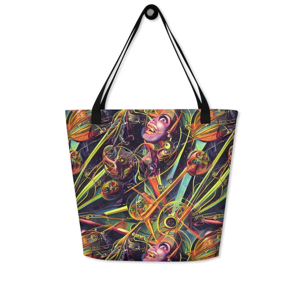 Psychedelic Deep Space on Large Tote Bag W/ Pocket — Front