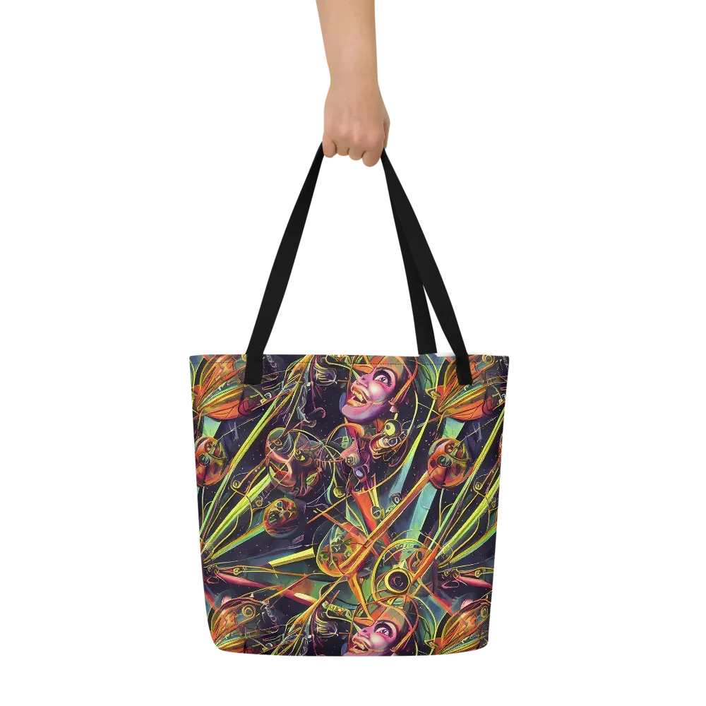 Psychedelic Deep Space on Large Tote Bag W/ Pocket — Front