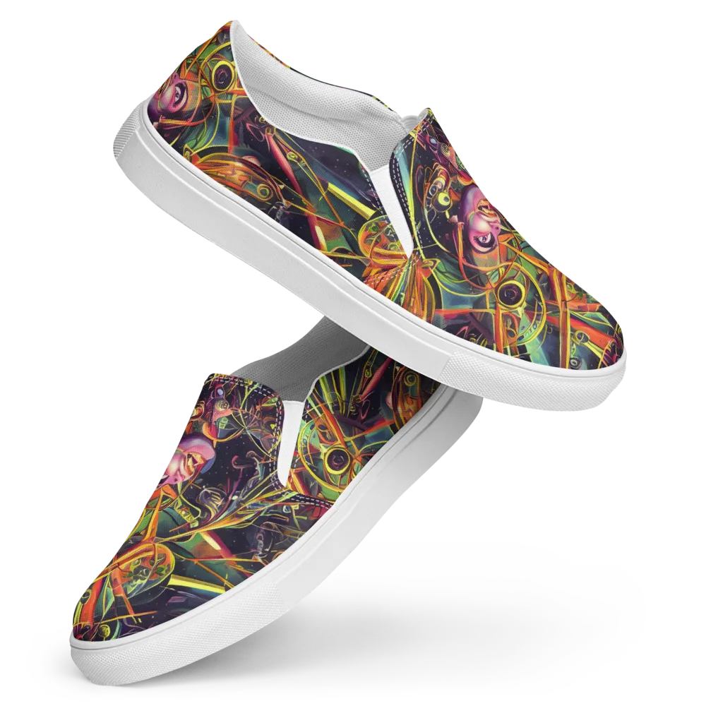 Psychedelic Deep Space on Women's Slip-On Canvas Shoes — Front