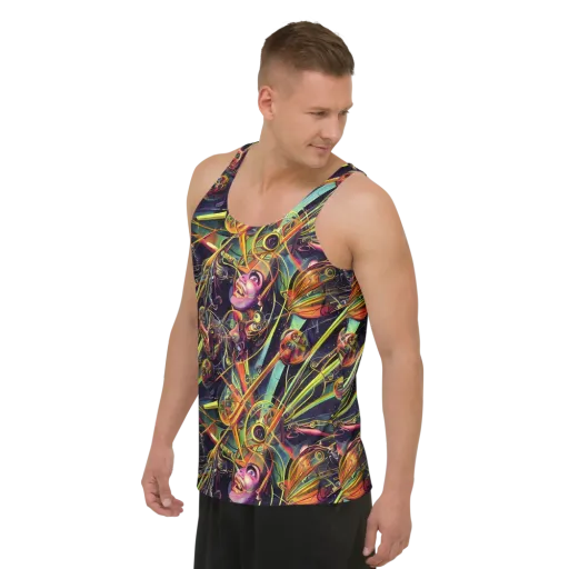 Psychedelic Deep Space on a Men's Tank Top
