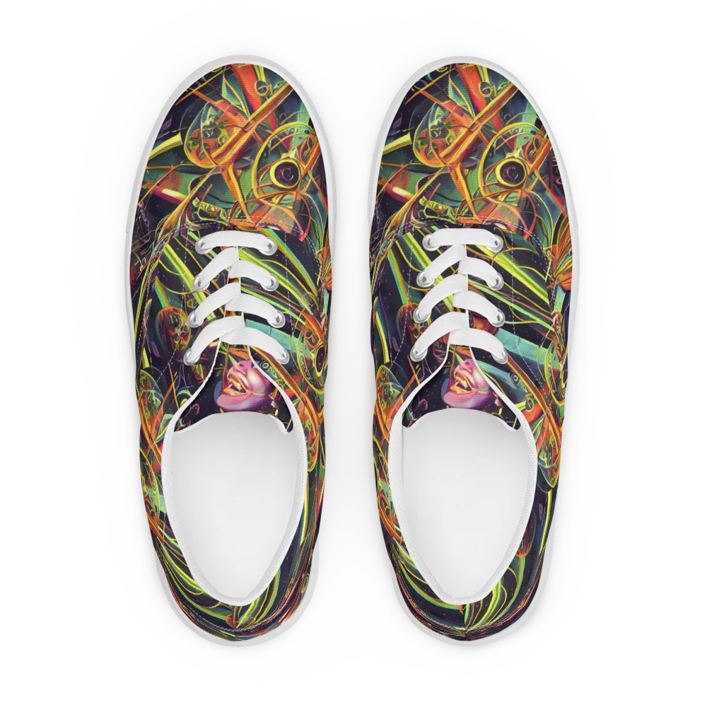 Psychedelic Deep Space on Men's Lace-Up Canvas Shoes — Front