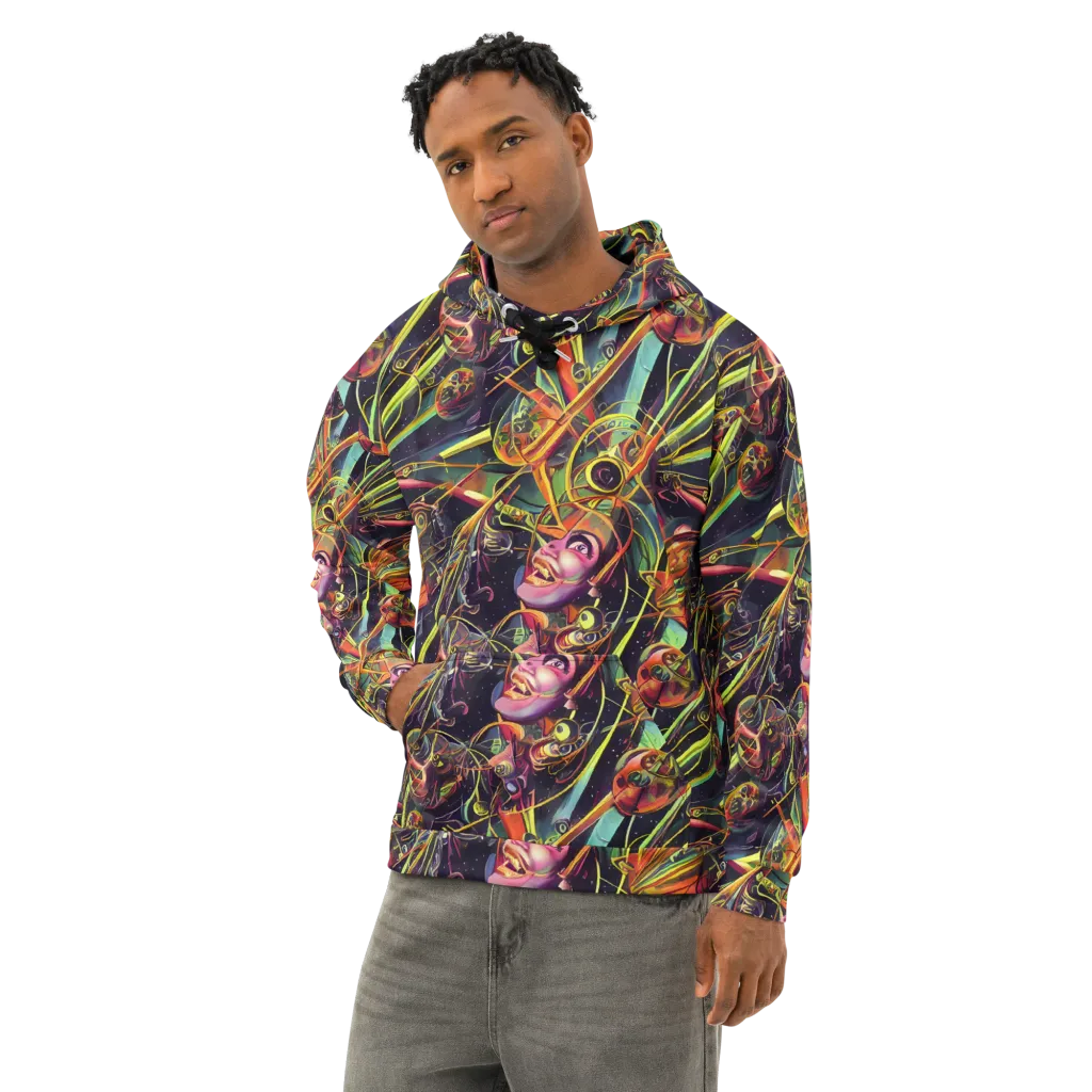 Psychedelic Deep Space on Cotton Hoodie — Left Front