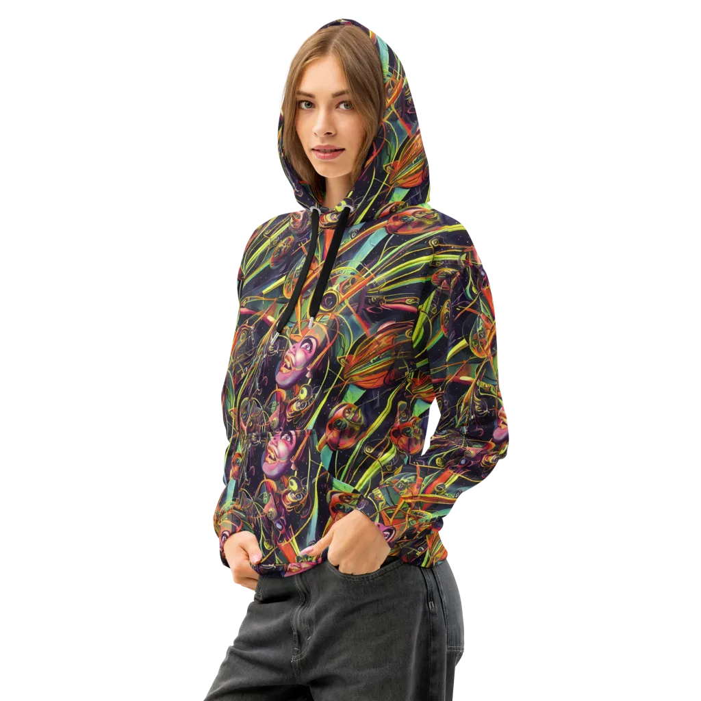 Psychedelic Deep Space on Cotton Hoodie — Left Front