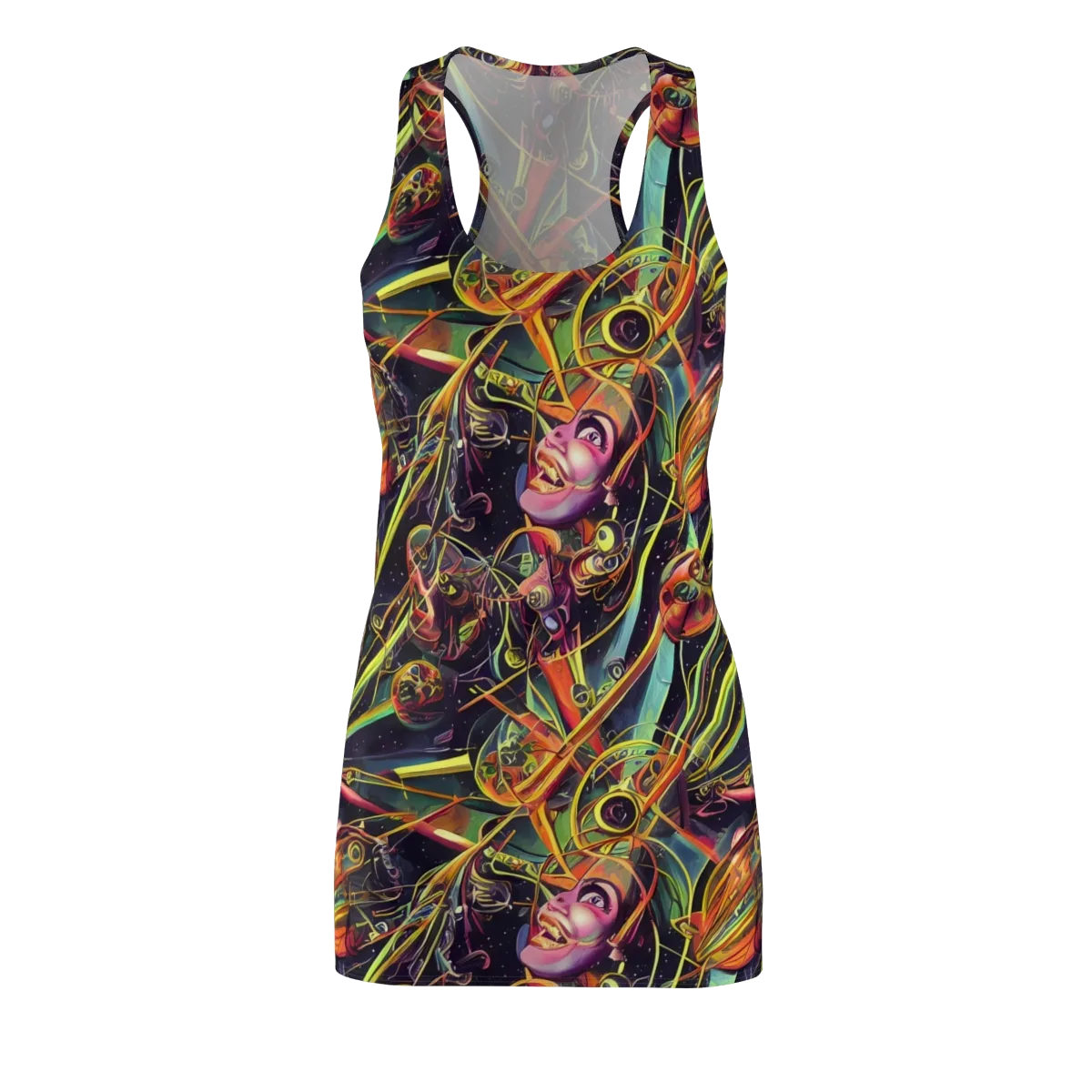 Psychedelic Deep Space on Racerback Dress — Front