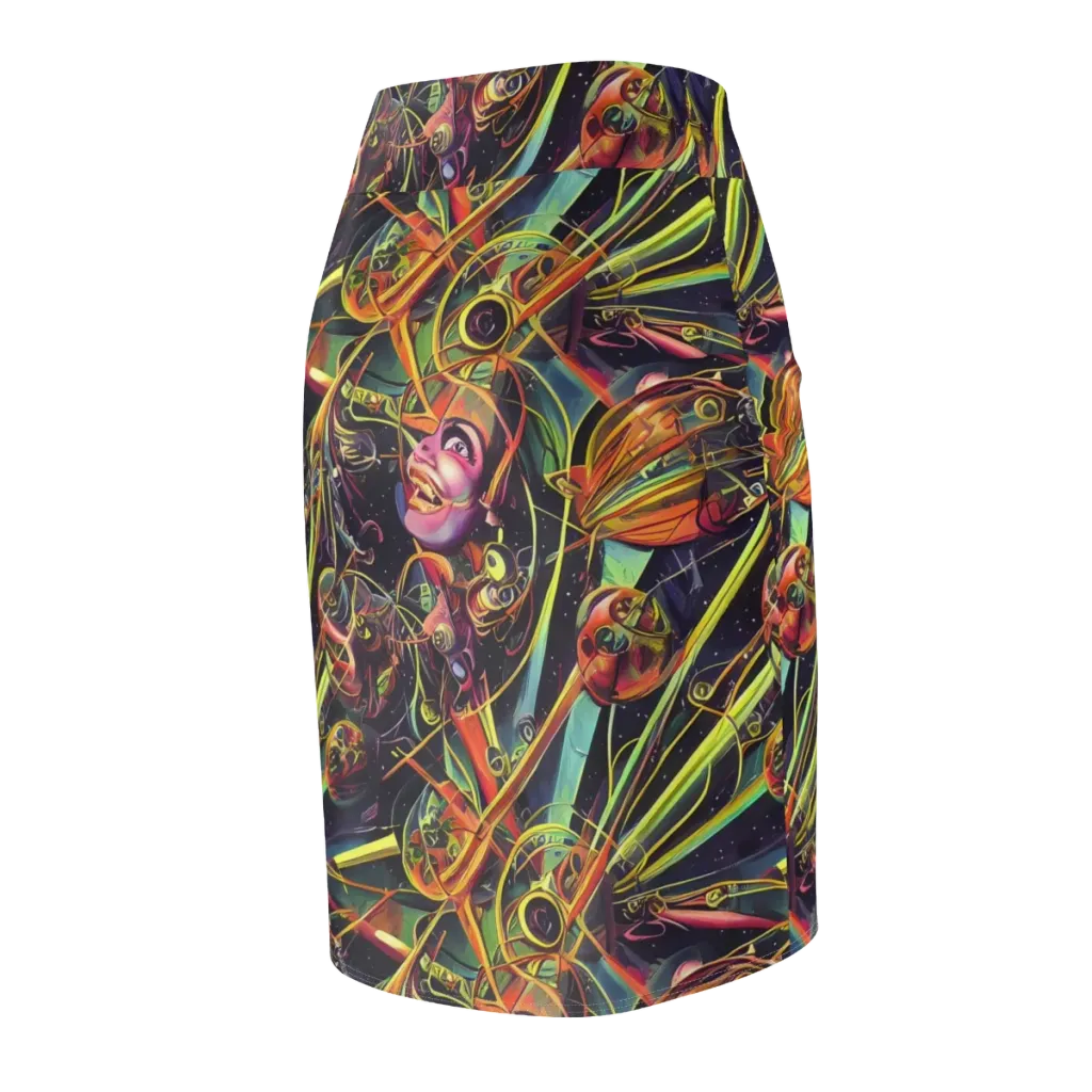 Psychedelic Deep Space on Pencil Skirt — Back Side