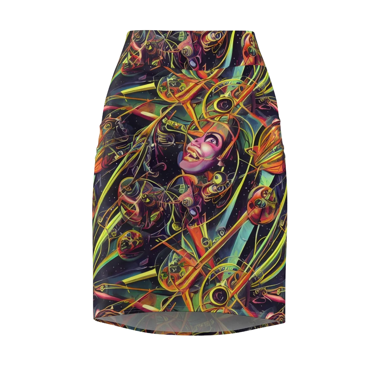 Psychedelic Deep Space on Pencil Skirt — Front