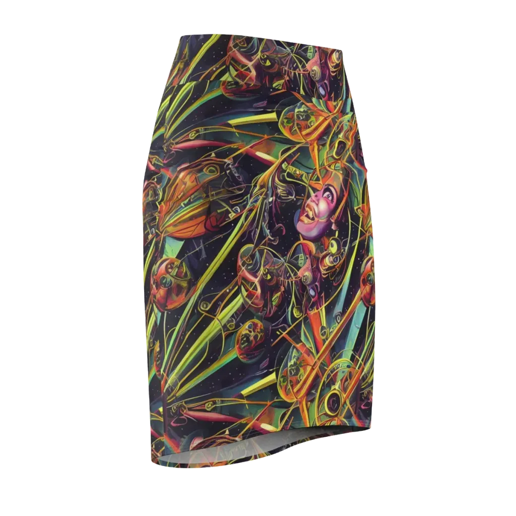Psychedelic Deep Space on Pencil Skirt — Front Side