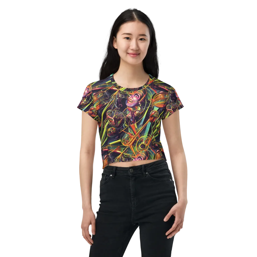 Psychedelic Deep Space on Crop Tee — Front