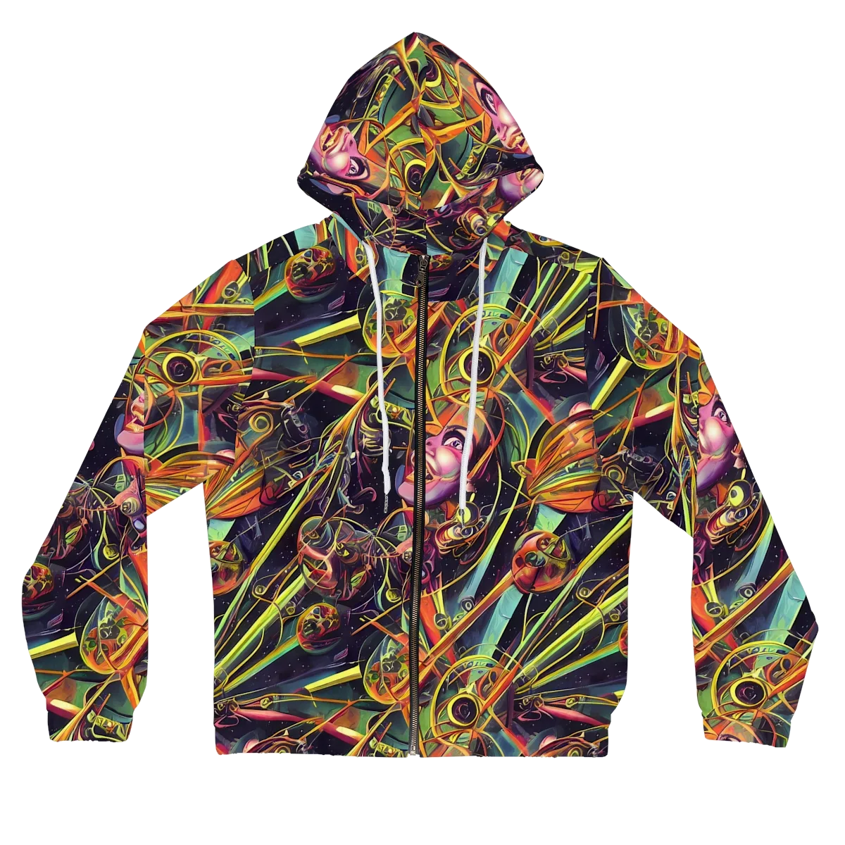 Psychedelic Deep Space on Women's Full-Zip Hoodie — Front