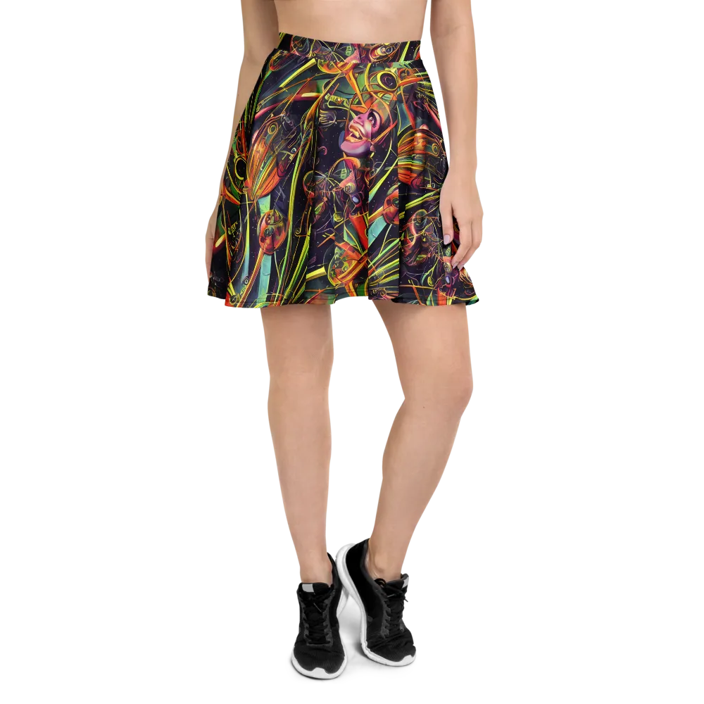 Psychedelic Deep Space on Skater Skirt — Front