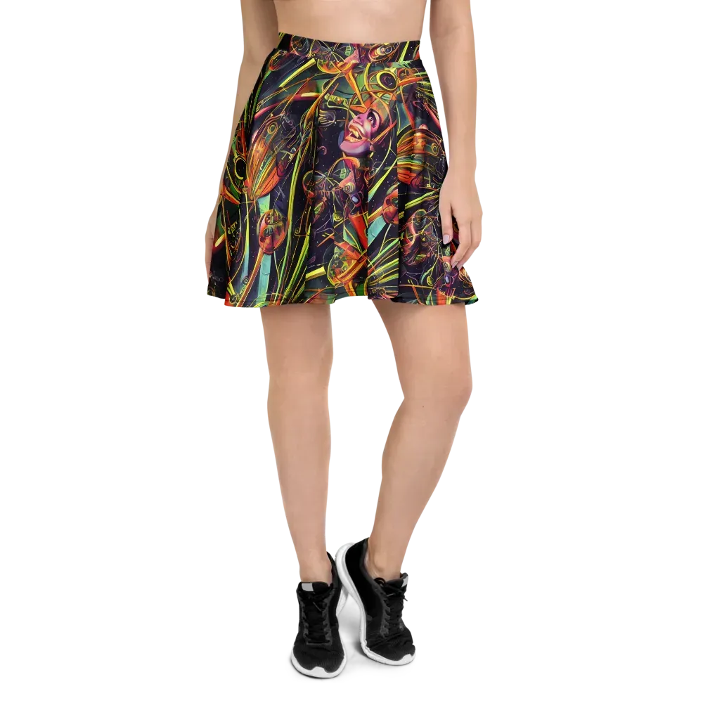 Psychedelic Deep Space on Skater Skirt — Front