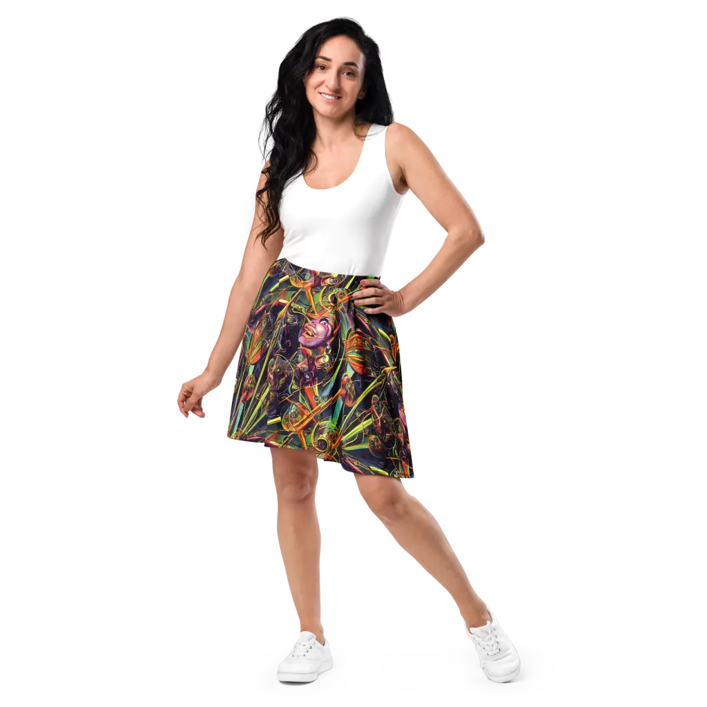 Psychedelic Deep Space on Skater Skirt — Front