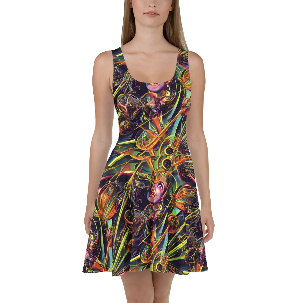 Psychedelic Deep Space on Skater Dress — Front