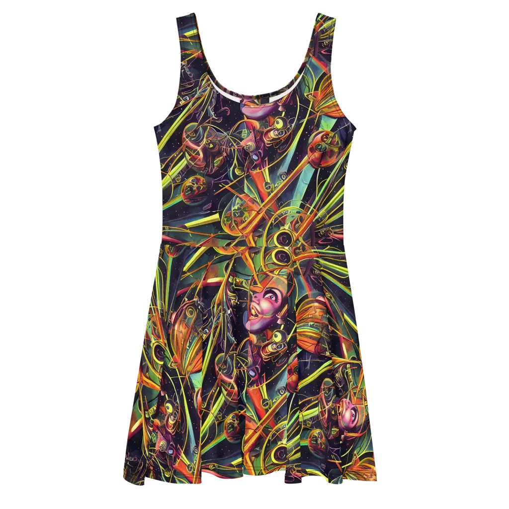 Psychedelic Deep Space on Skater Dress — Front