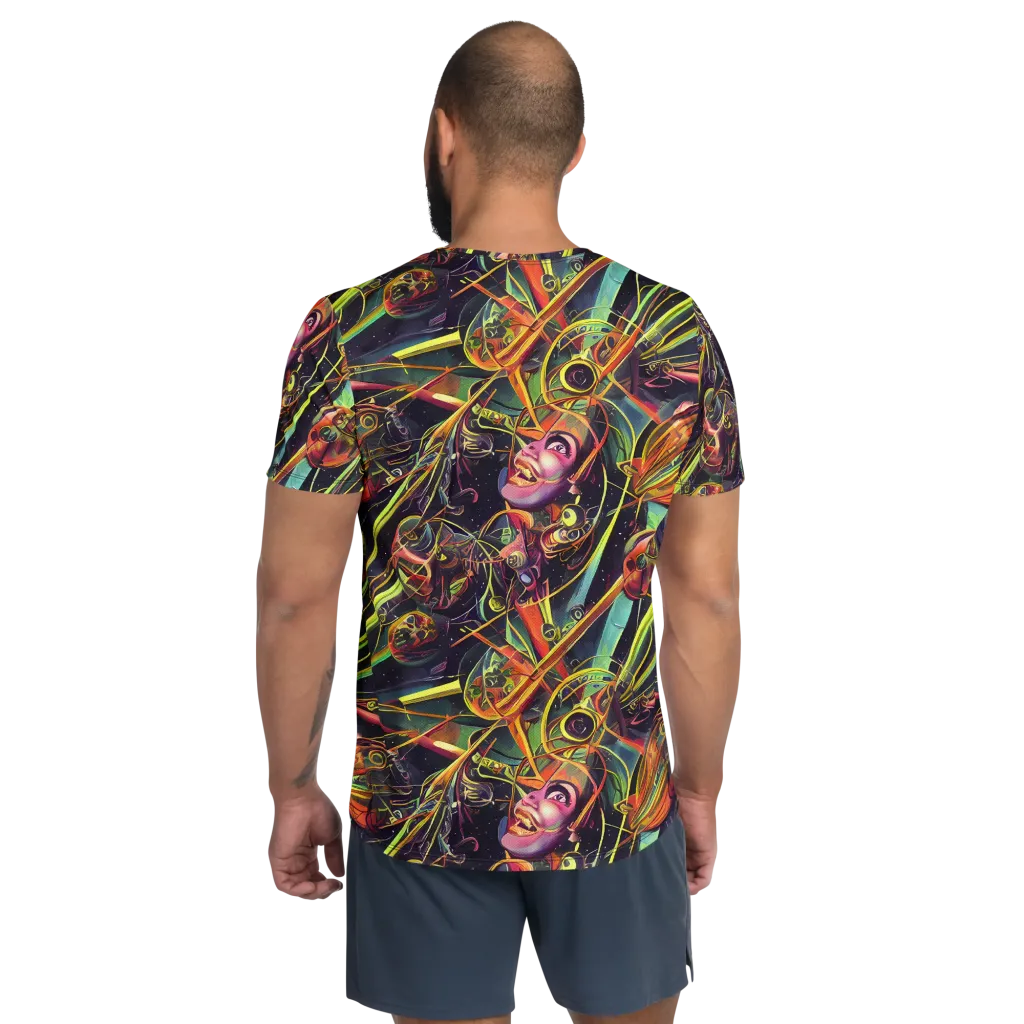 Psychedelic Deep Space on Men's Athletic T-Shirt — Back