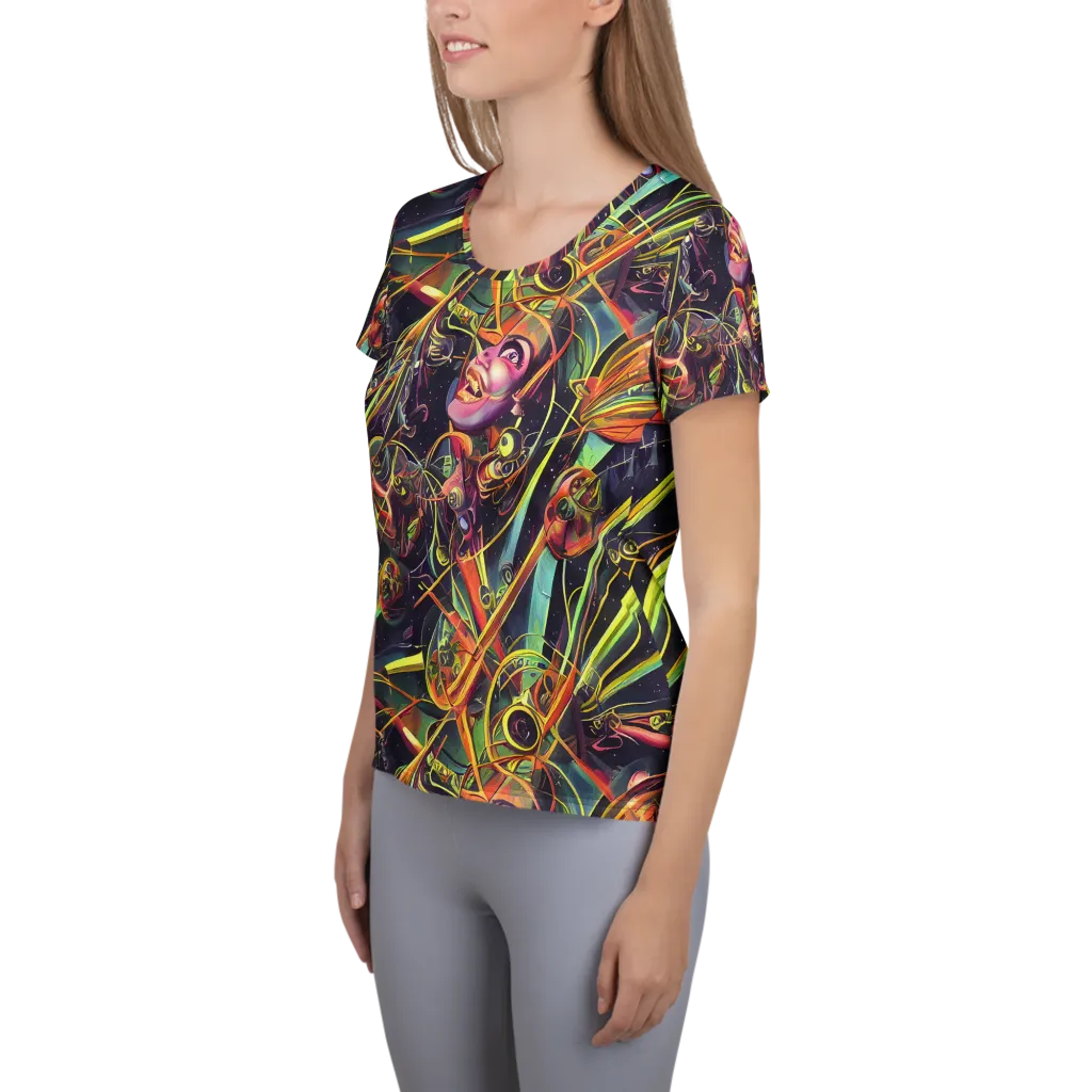 Psychedelic Deep Space on Women's Athletic T-Shirt — Left