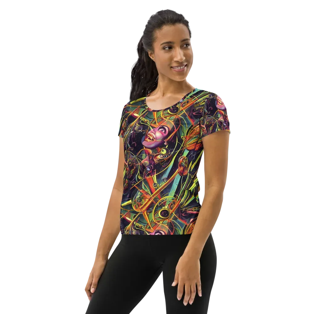 Psychedelic Deep Space on Women's Athletic T-Shirt — Left