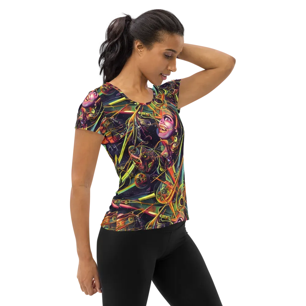 Psychedelic Deep Space on Women's Athletic T-Shirt — Right
