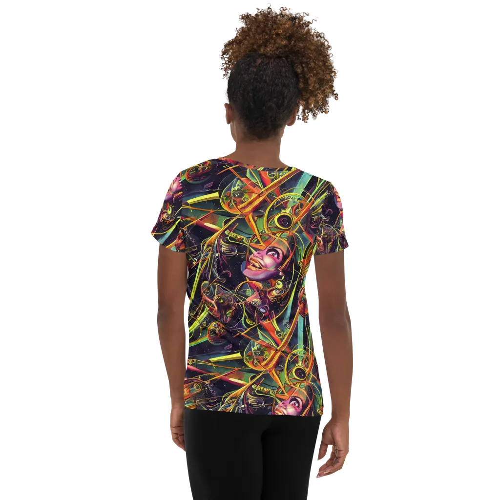 Psychedelic Deep Space on Women's Athletic T-Shirt — Back