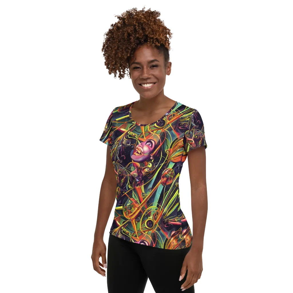 Psychedelic Deep Space on Women's Athletic T-Shirt — Left
