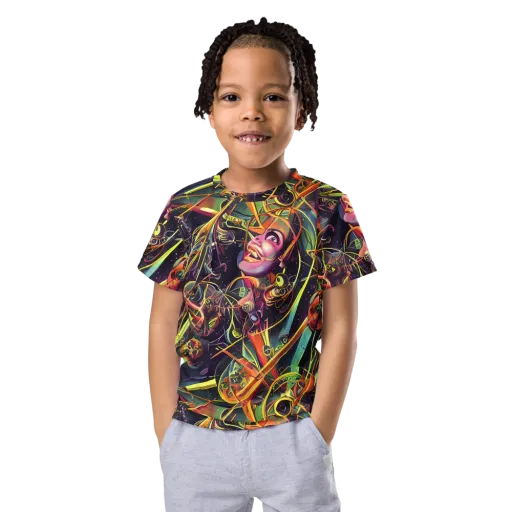 Psychedelic Deep Space on a Kids Crew Neck T-Shirt