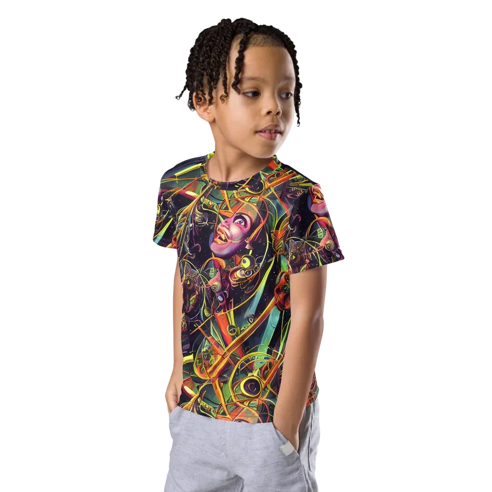 Psychedelic Deep Space on Kids Crew Neck T-Shirt — Left Front