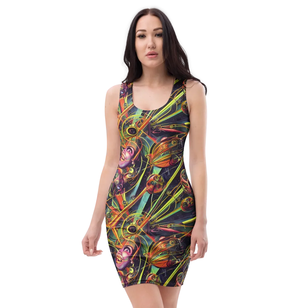 Psychedelic Deep Space on Bodycon Dress — Front
