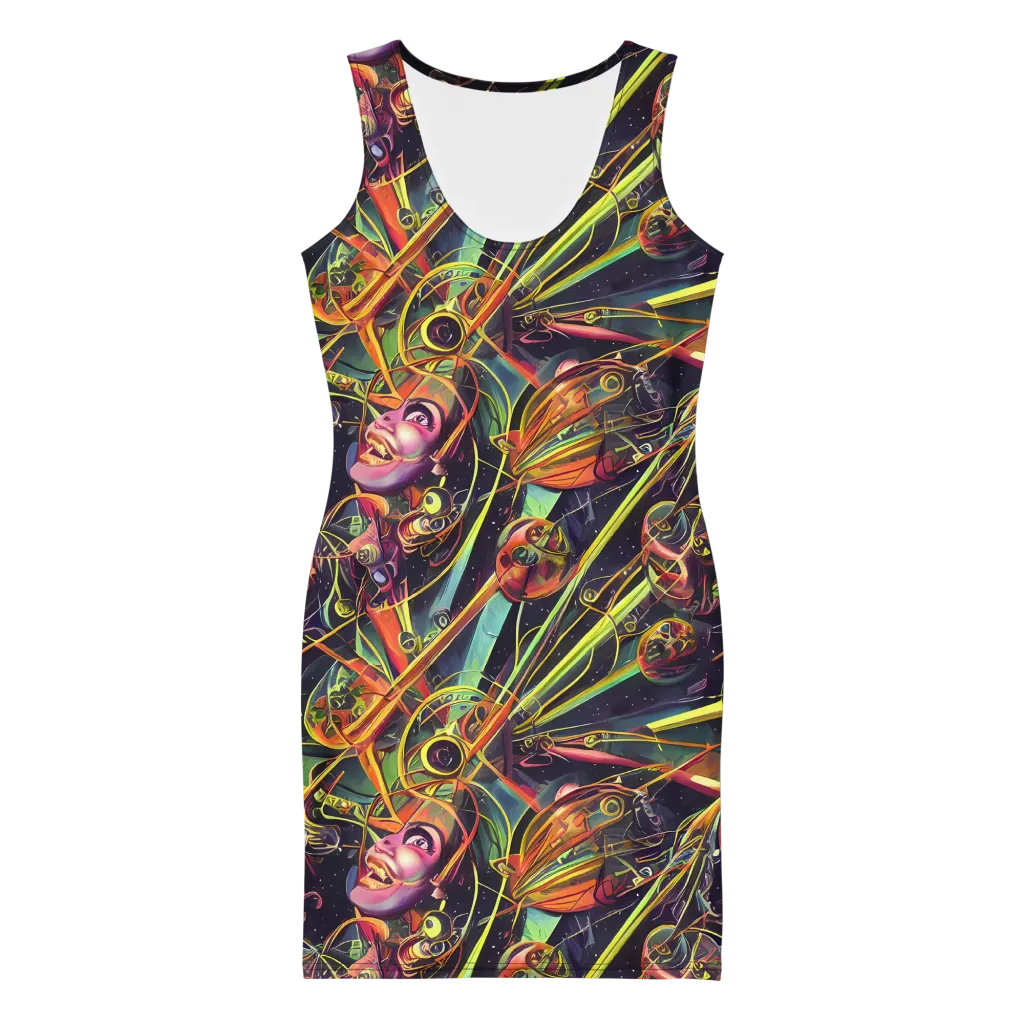 Psychedelic Deep Space on Bodycon Dress — Front