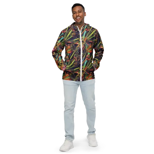 Psychedelic Deep Space on a Men's Windbreaker