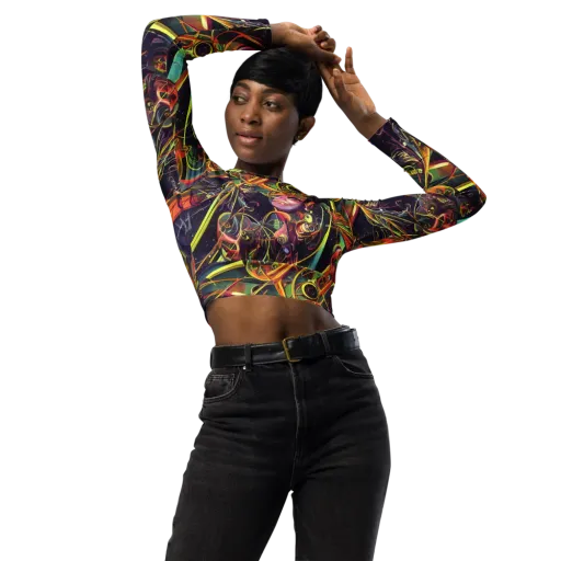 Psychedelic Deep Space on a Long Sleeve Crop Top