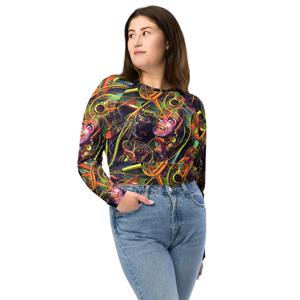 Psychedelic Deep Space on Long Sleeve Crop Top — Front
