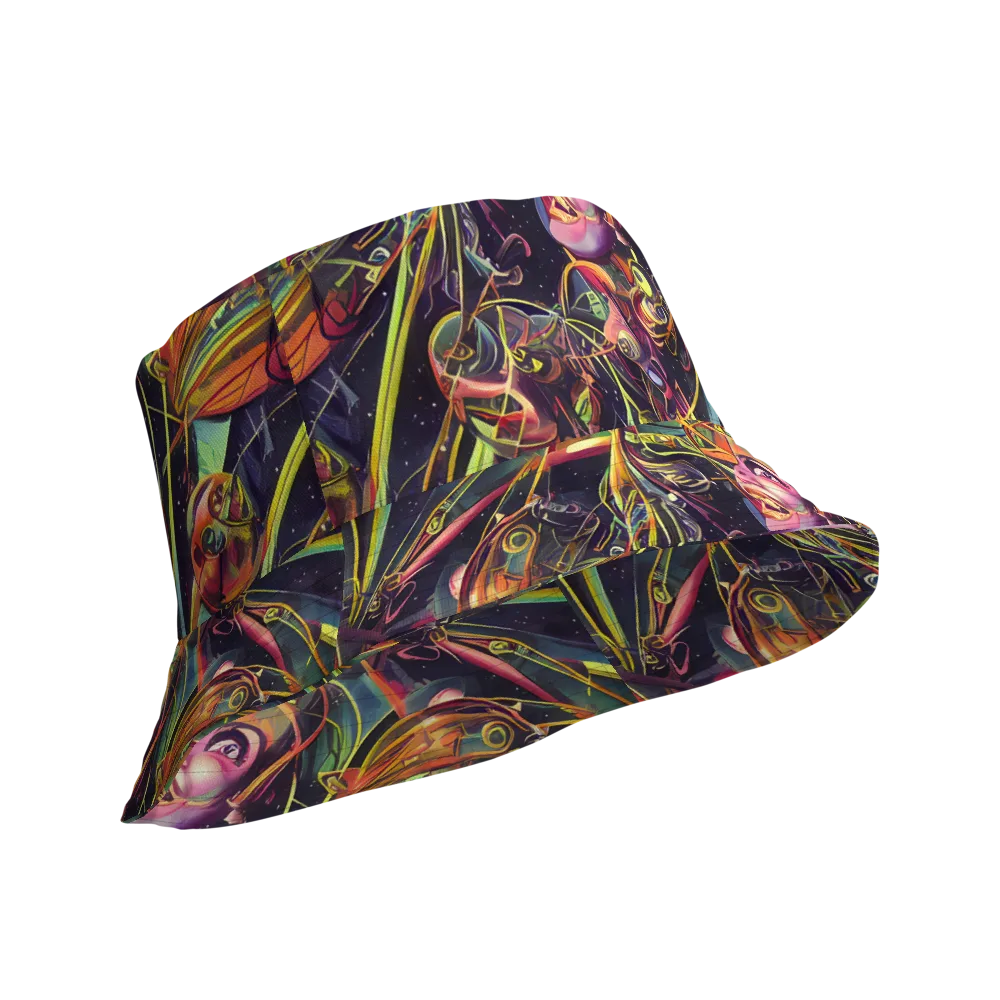 Psychedelic Deep Space on Reversible Bucket Hat — Product details Outside