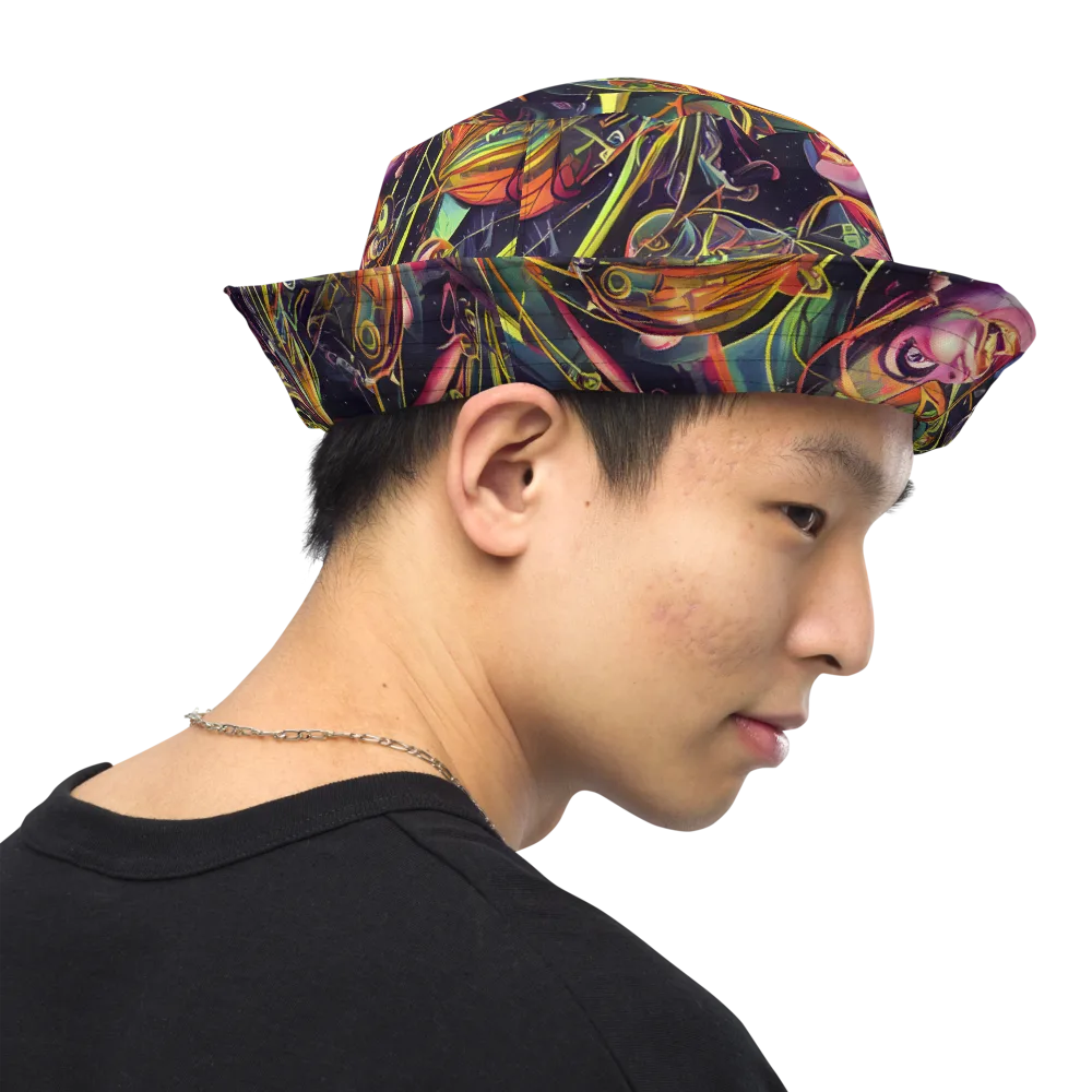 Psychedelic Deep Space on Reversible Bucket Hat — Right Outside