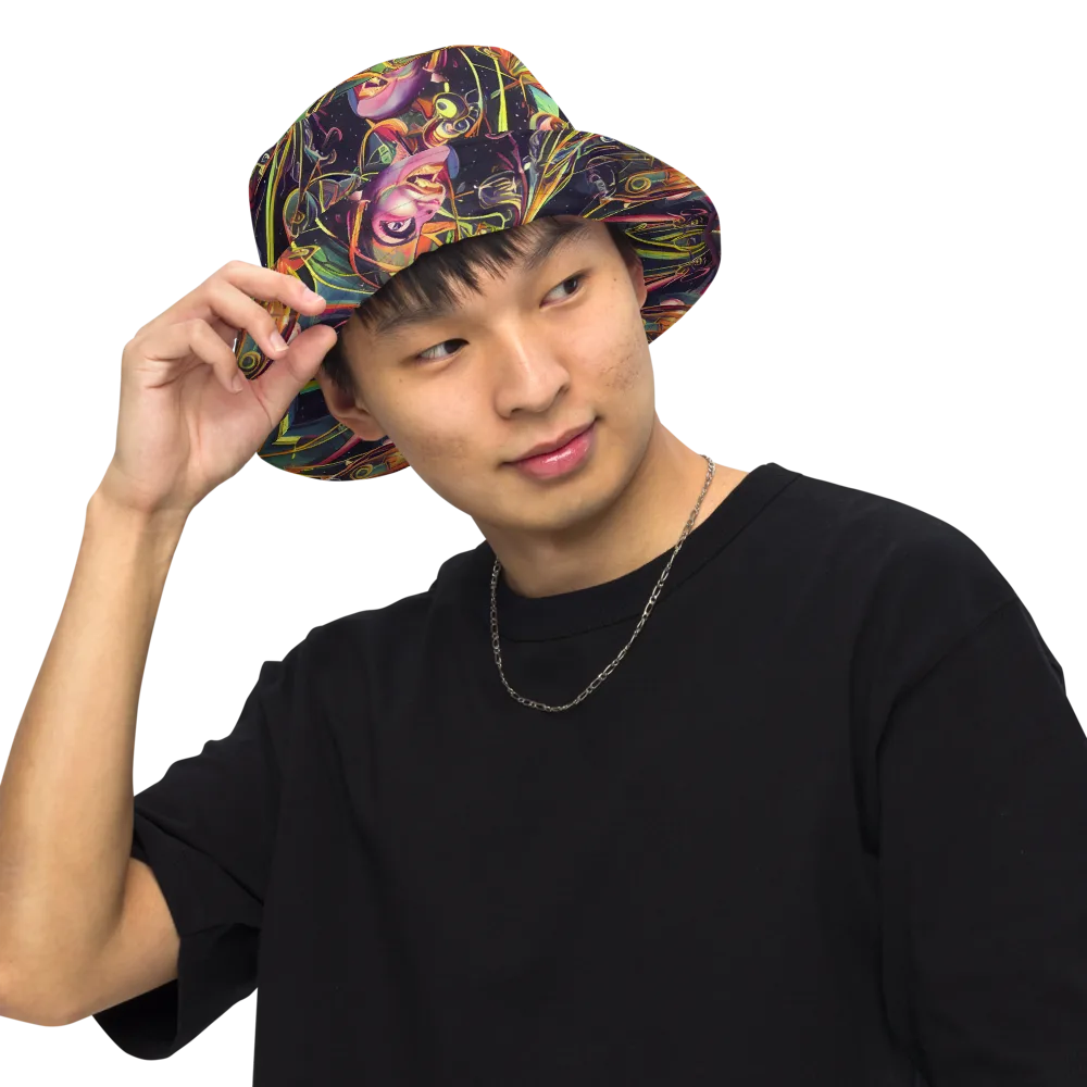 Psychedelic Deep Space on Reversible Bucket Hat — Front Inside