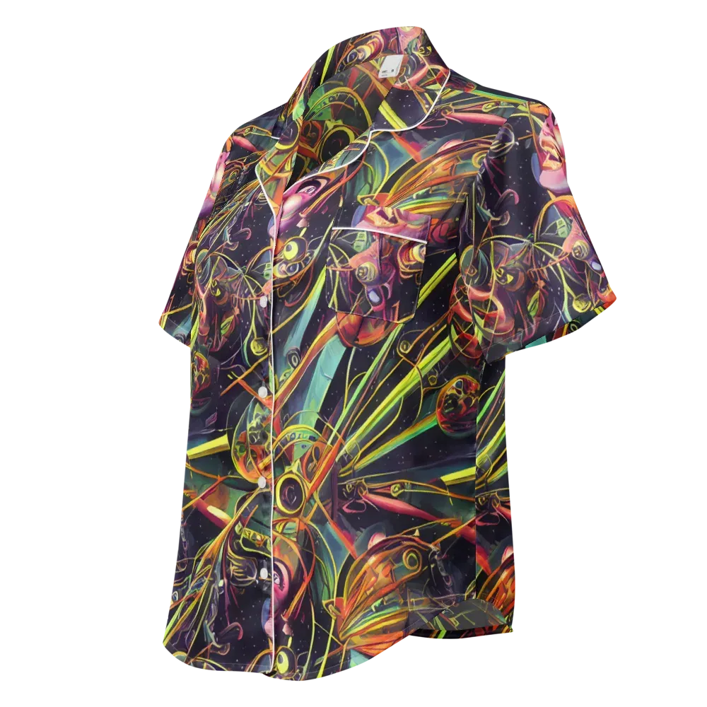 Psychedelic Deep Space on Women's Short Sleeve Pajama Top — Left Front