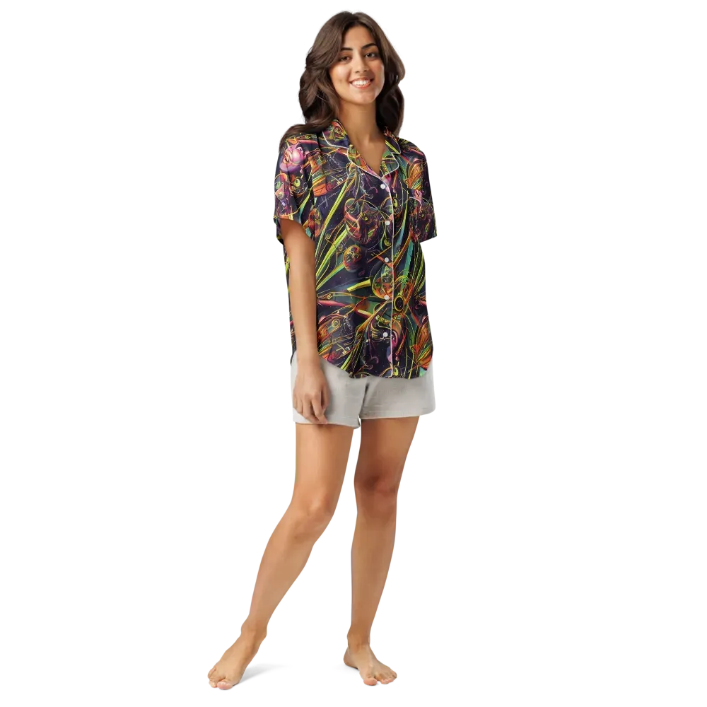 Psychedelic Deep Space on Women's Short Sleeve Pajama Top — Front