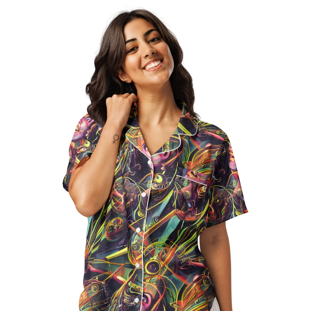 Psychedelic Deep Space on Women's Short Sleeve Pajama Top — Front