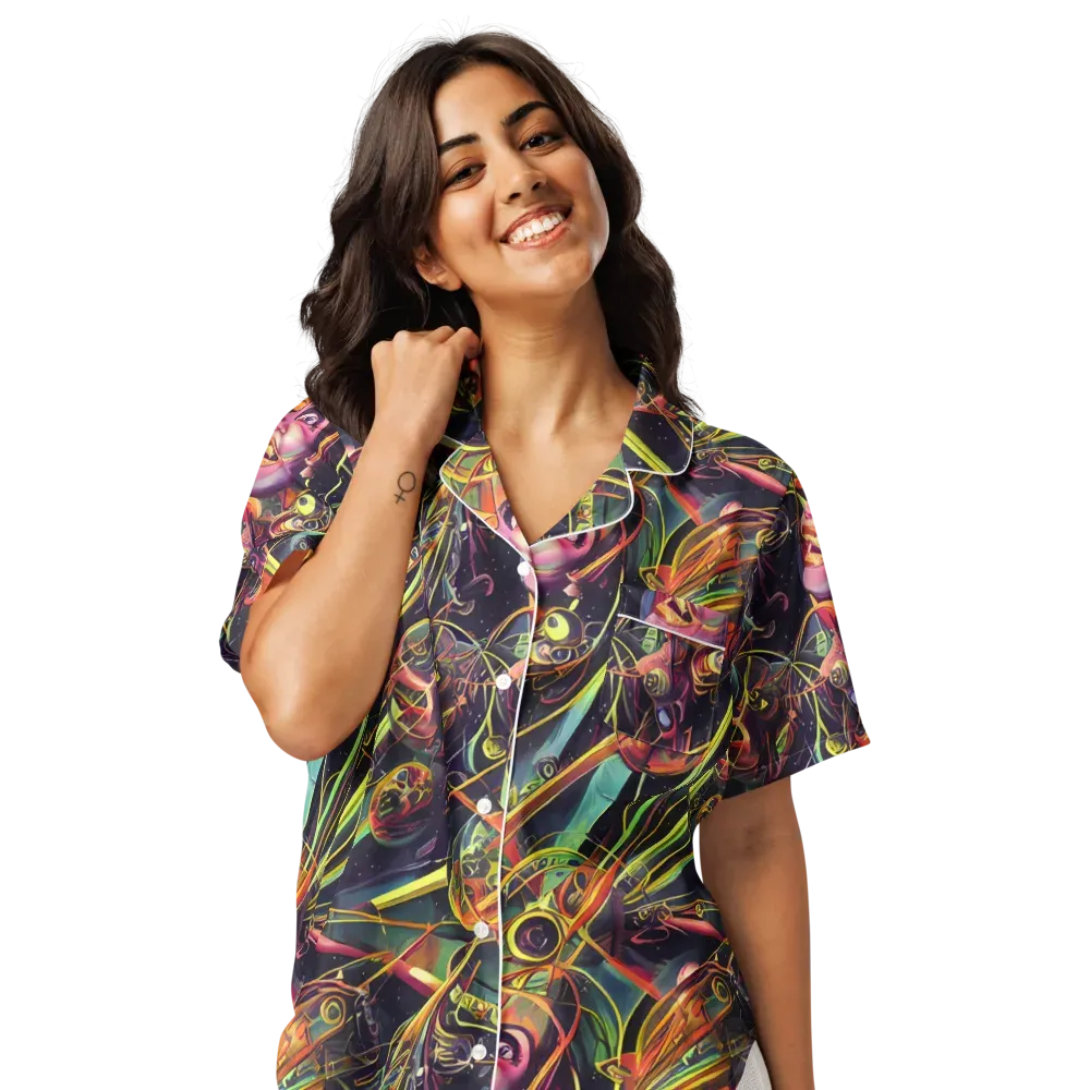Psychedelic Deep Space on Women's Short Sleeve Pajama Top — Front
