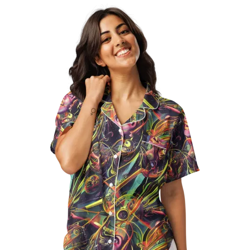 Psychedelic Deep Space on a Women's Short Sleeve Pajama Top