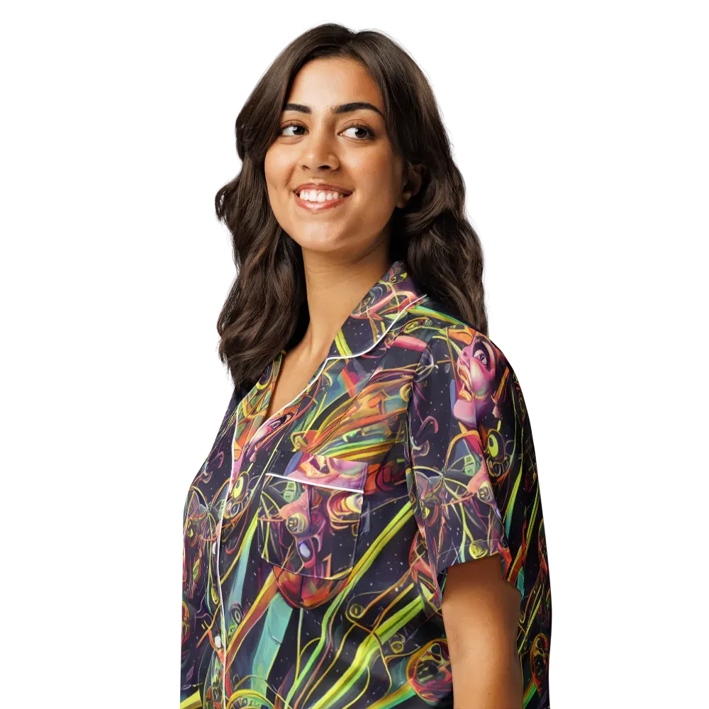 Psychedelic Deep Space on Women's Short Sleeve Pajama Top — Left Front