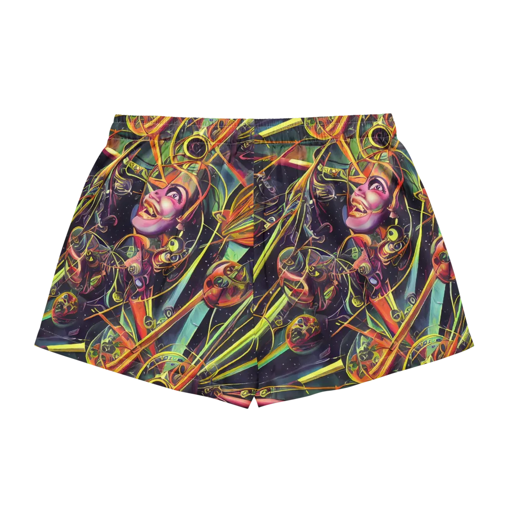 Psychedelic Deep Space on Women's Pajama Shorts — Back