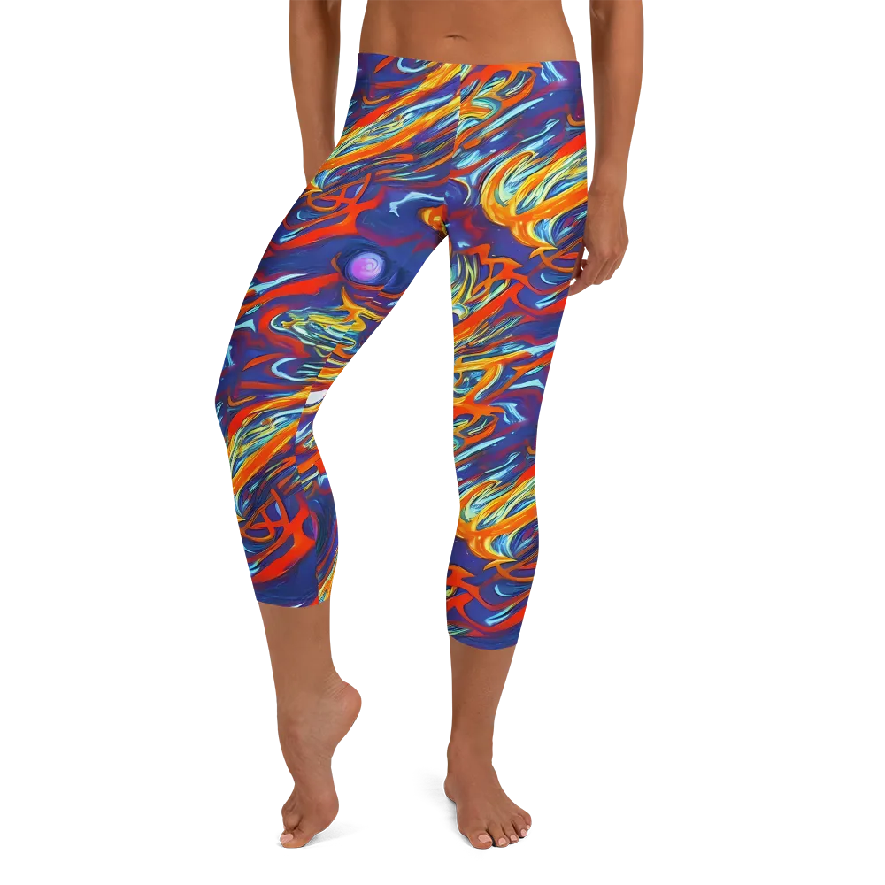 Galactic Ember on Capri Leggings — Front