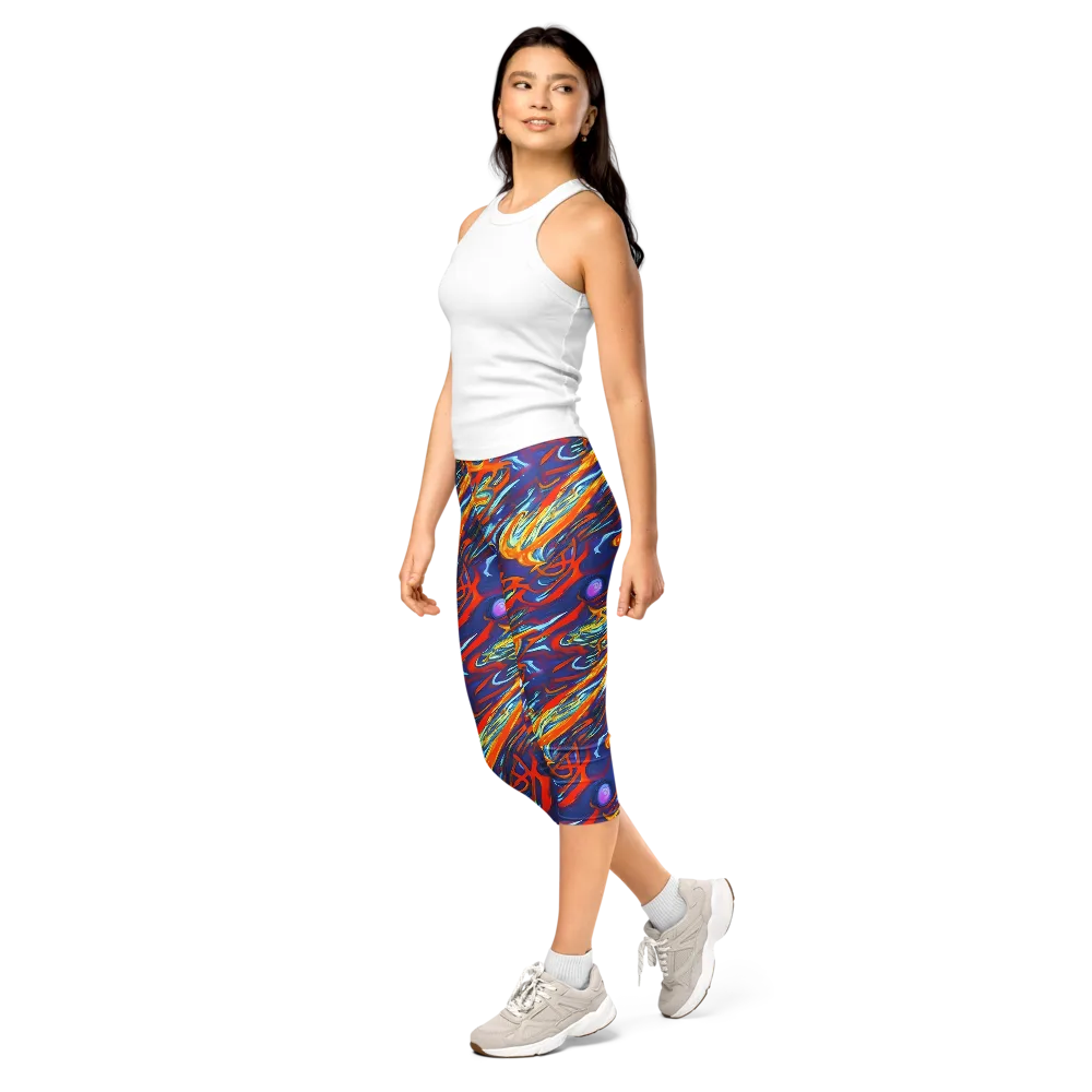 Galactic Ember on Capri Leggings — Left Front