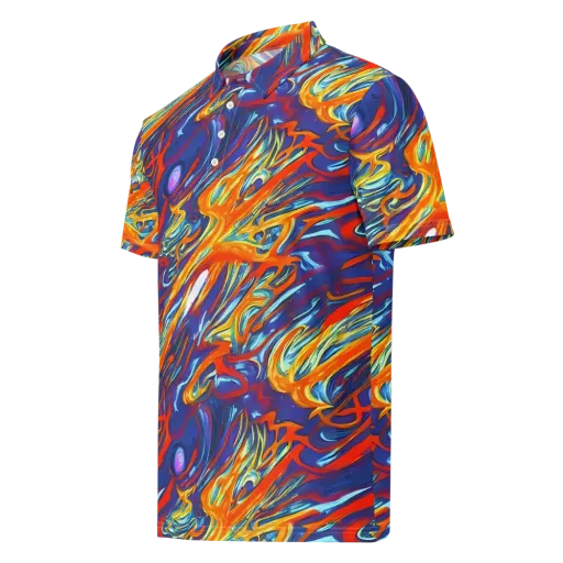Galactic Ember on a Men's Slim Fit Polo Shirt