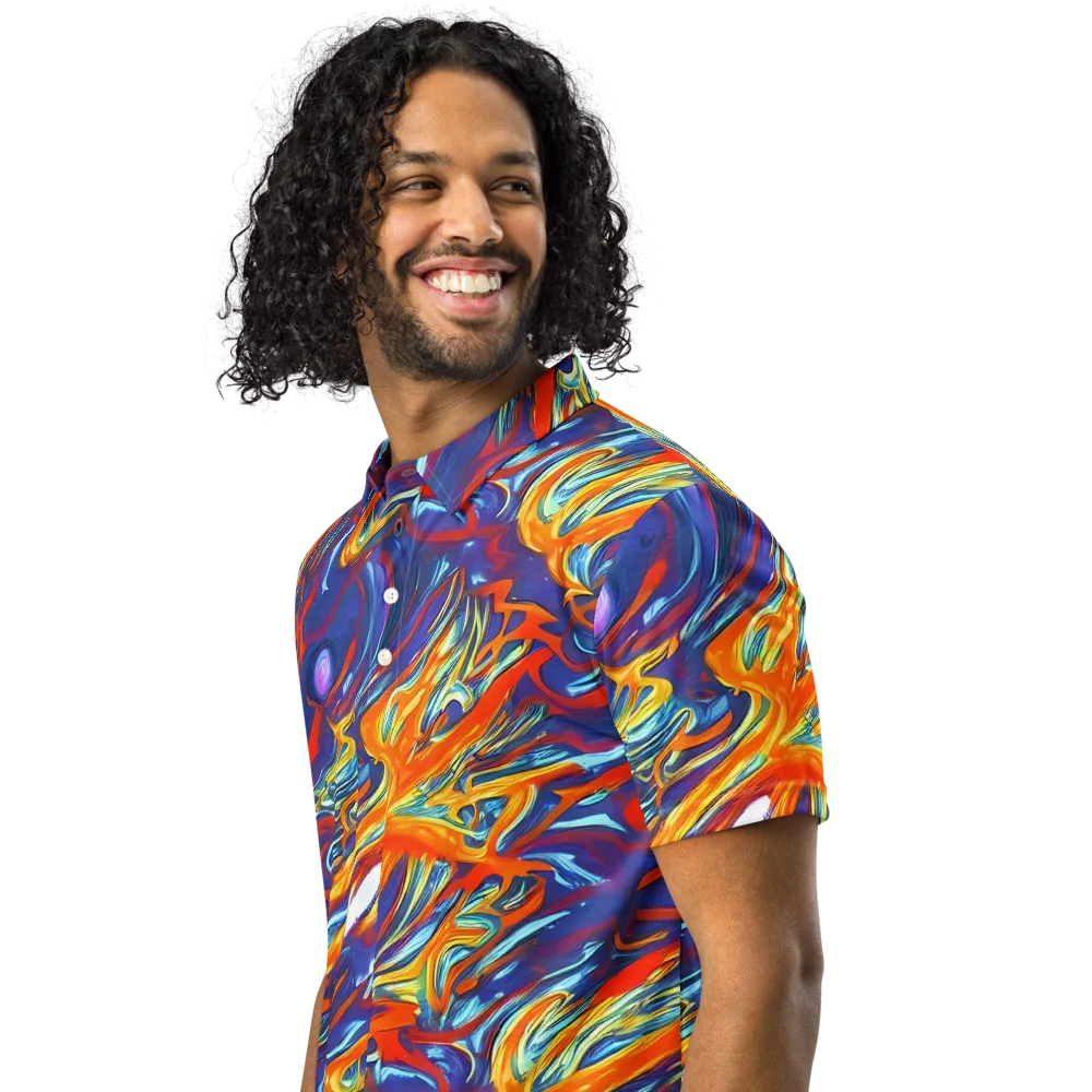 Galactic Ember on Men's Slim Fit Polo Shirt — Left Front