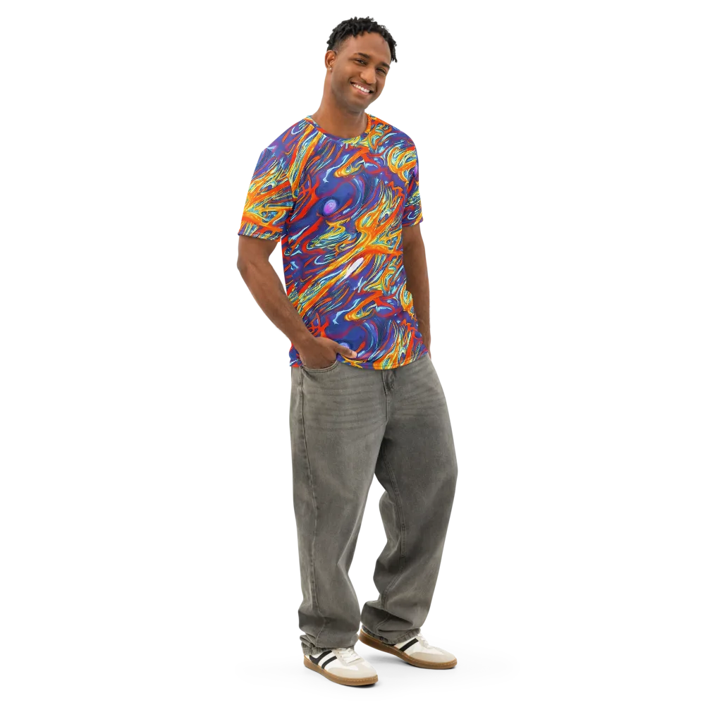 Galactic Ember on Men's Cotton Crew Neck T-Shirt — Right Front